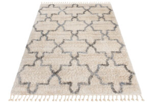 Tappeto Versay Crema Grigio Trellis con frange