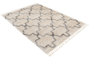 Tappeto Versay Crema Grigio Trellis con frange