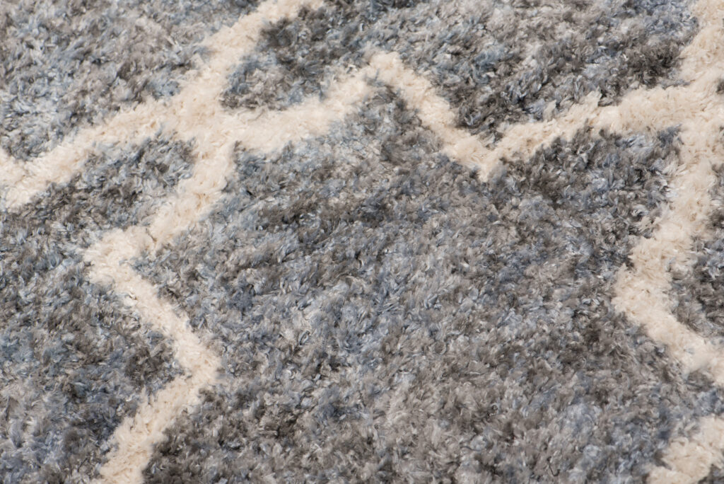 Tappeto Versay Grigio Scuro Crema Trellis con Frange