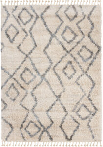 Tappeto Versay Crema Grigio Zigzag con Frange