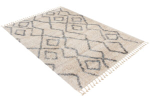 Tappeto Versay Crema Grigio Zigzag con Frange