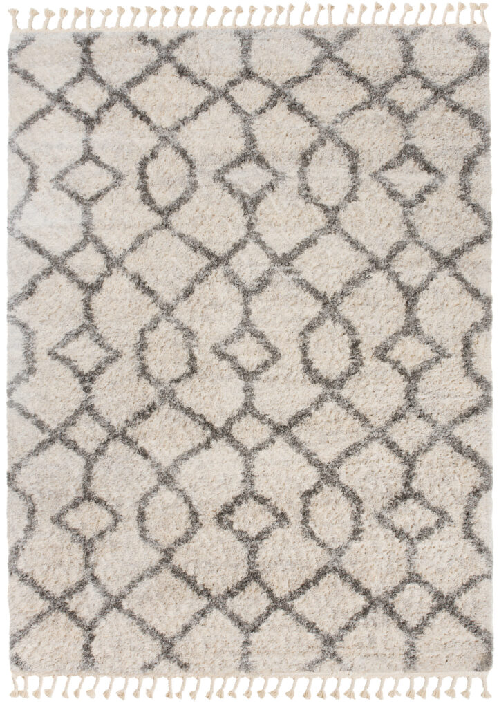 Tappeto Versay Crema Grigio Geometrico con Frange