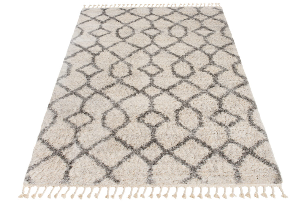 Tappeto Versay Crema Grigio Geometrico con Frange