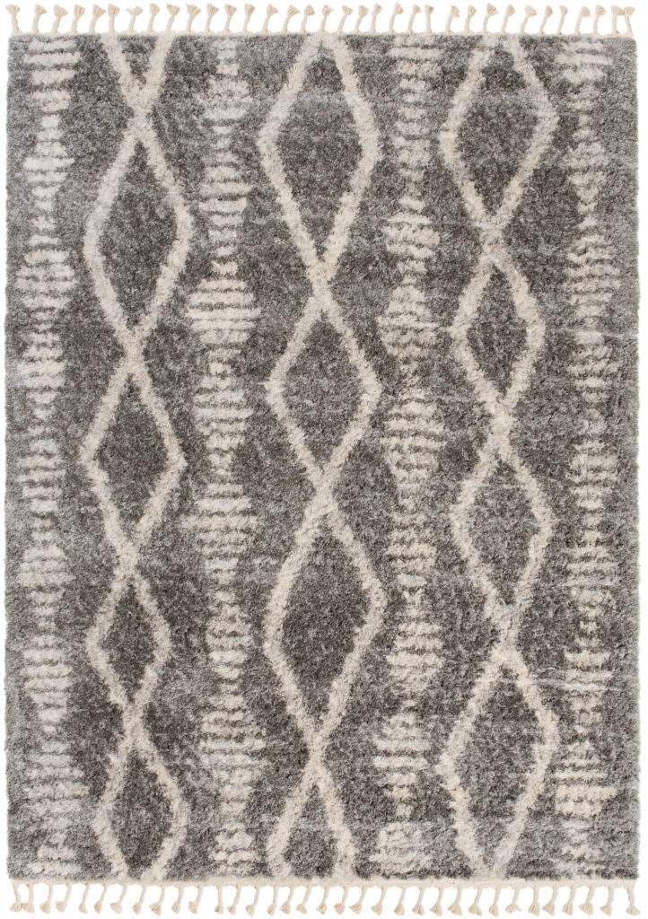 Tappeto Versay Grigio Crema Azteco con Frange