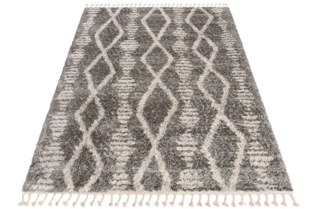 Tappeto Versay Grigio Crema Azteco con Frange