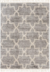 Tappeto Versay Grigio Crema Trellis con Frange