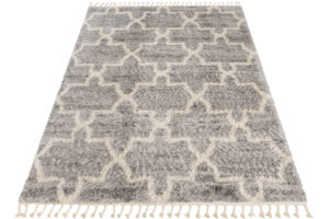 Tappeto Versay Grigio Crema Trellis con Frange