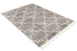 Tappeto Versay Grigio Crema Trellis con Frange