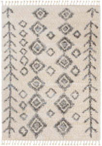 Tappeto Versay Crema Grigio Rombi con Frange