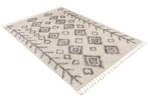 Tappeto Versay Crema Grigio Rombi con Frange