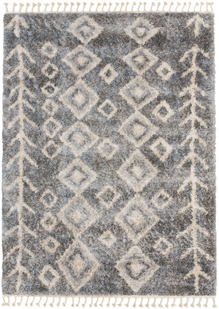 Tappeto Versay Grigio Crema Rombi con Frange