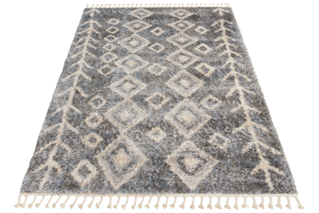 Tappeto Versay Grigio Crema Rombi con Frange