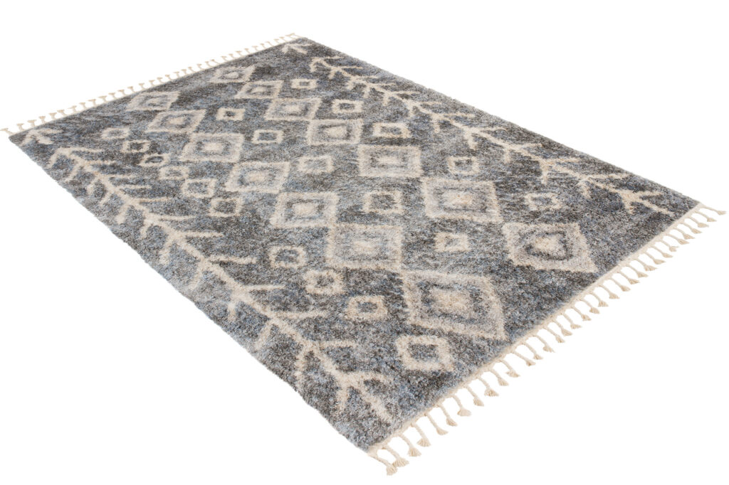 Tappeto Versay Grigio Crema Rombi con Frange