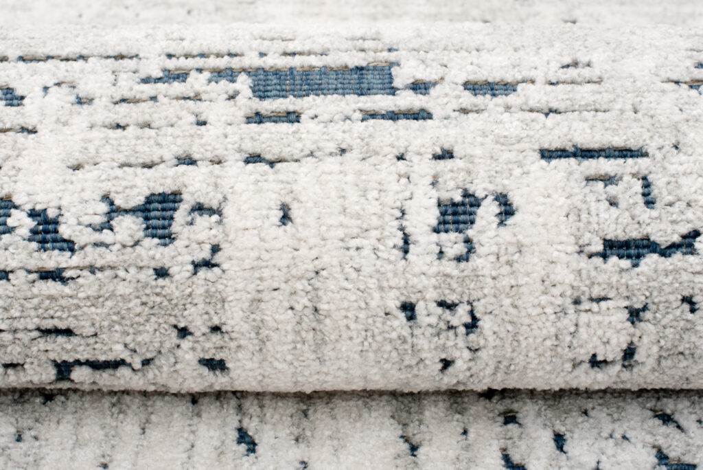 Tappeto Lotus Vintage Puntinato Avorio Blu Astratto Pelo Corto