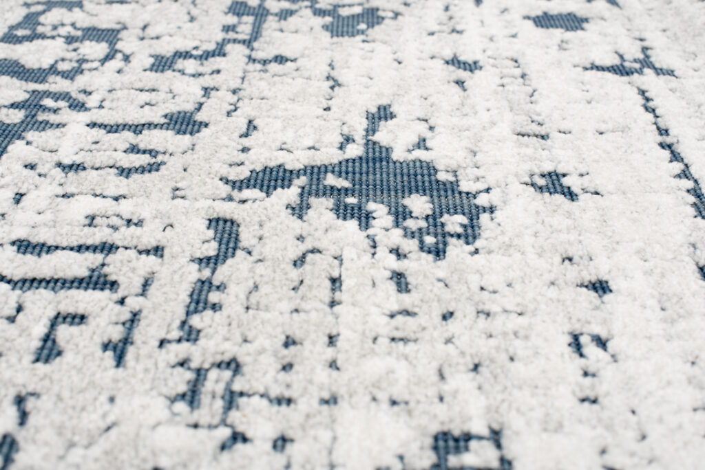 Tappeto Lotus Vintage Puntinato Blu Avorio Astratto Pelo Corto