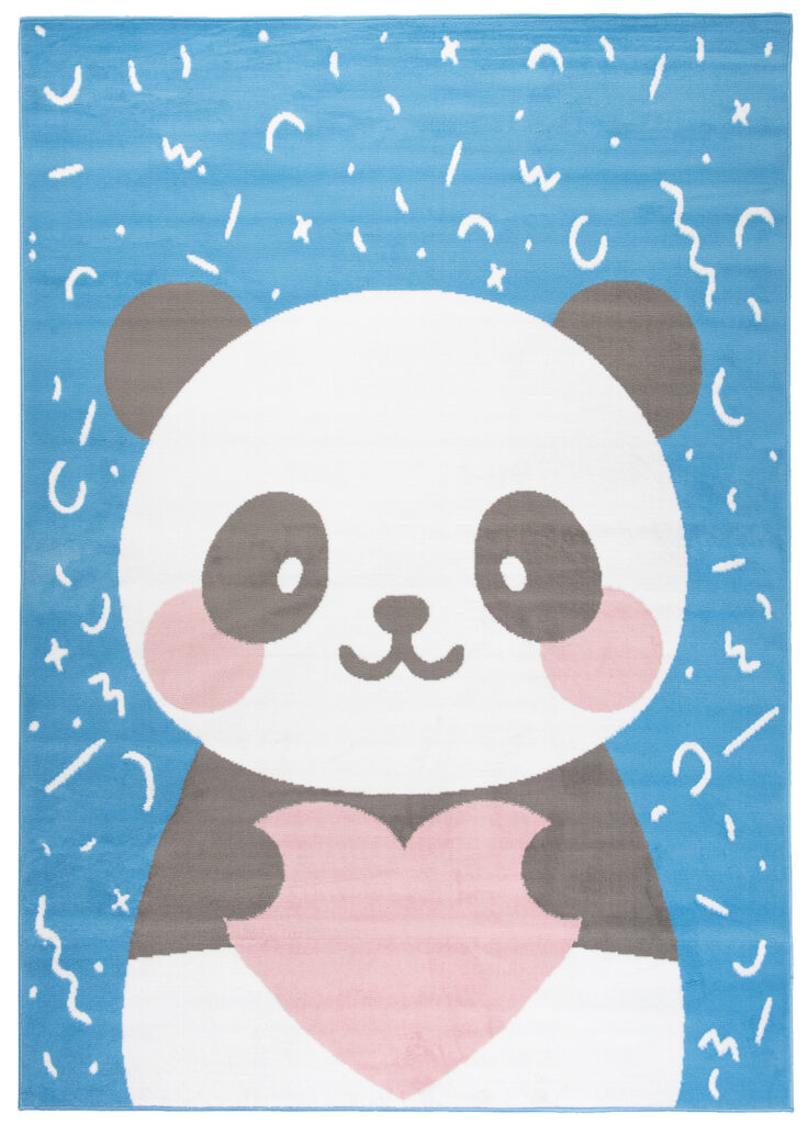 Tappeto Jolly Bambini Cameretta Panda Animale Blu A Pelo Corto