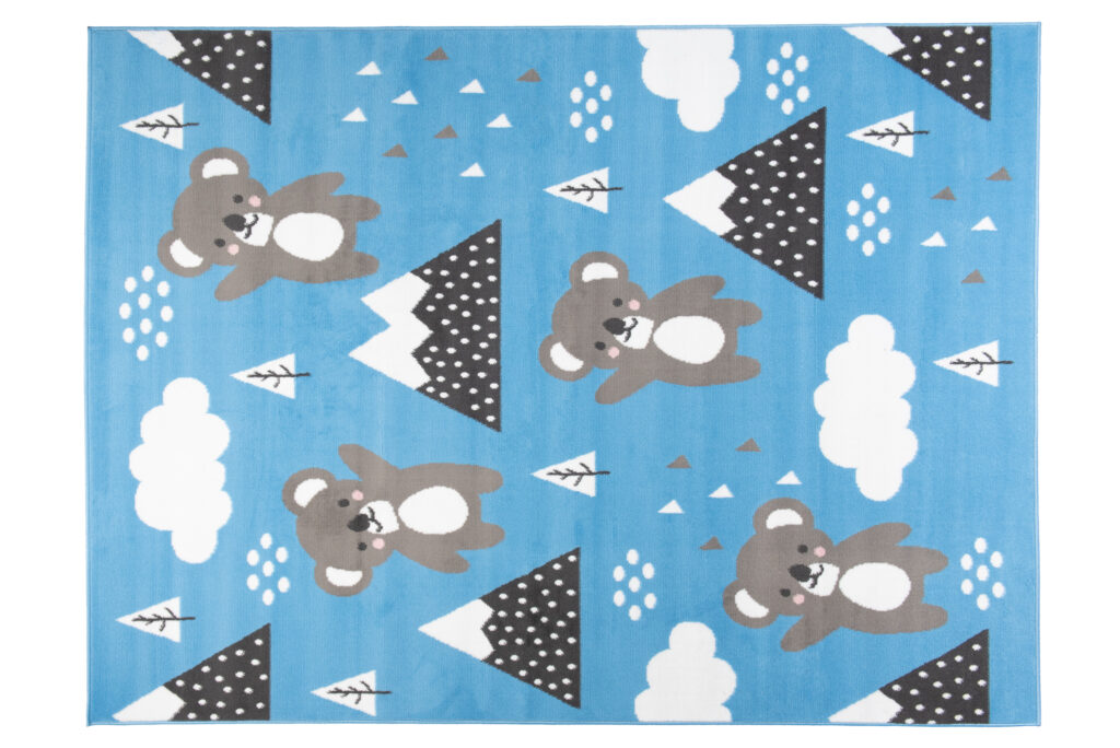Tappeto Jolly Bambini Cameretta Animali Orsetti Blu A Pelo Corto
