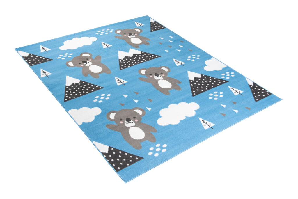 Tappeto Jolly Bambini Cameretta Animali Orsetti Blu A Pelo Corto