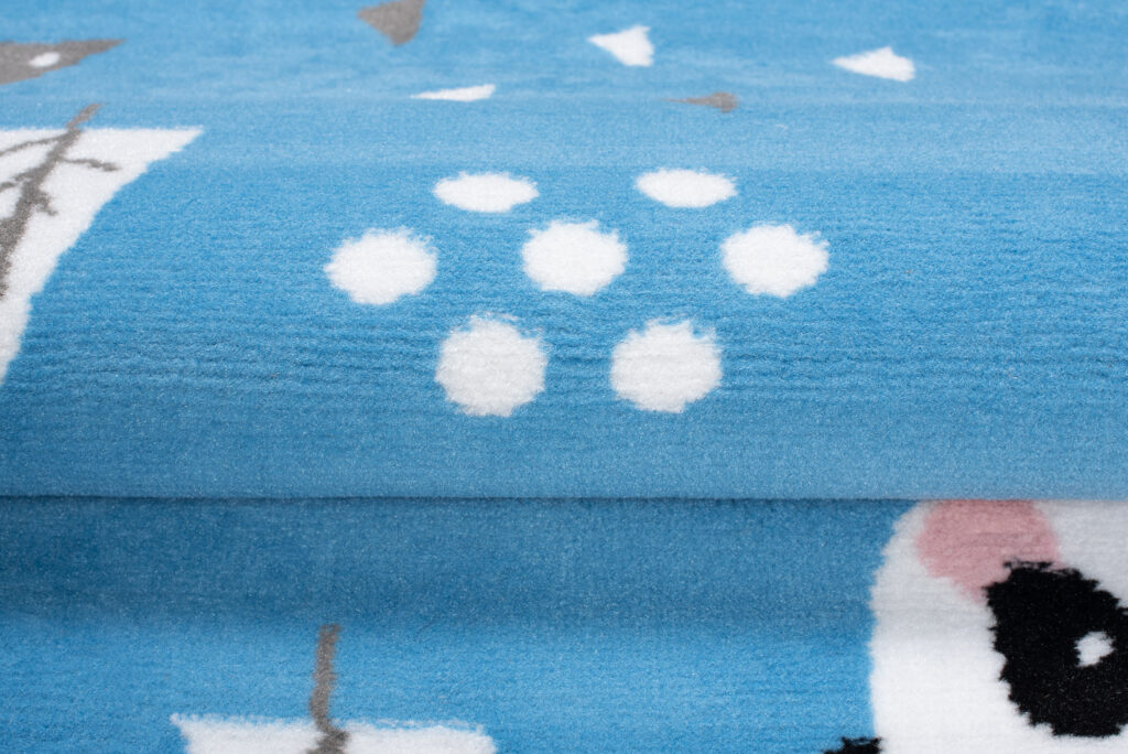 Tappeto Jolly Bambini Cameretta Animali Panda Blu A Pelo Corto