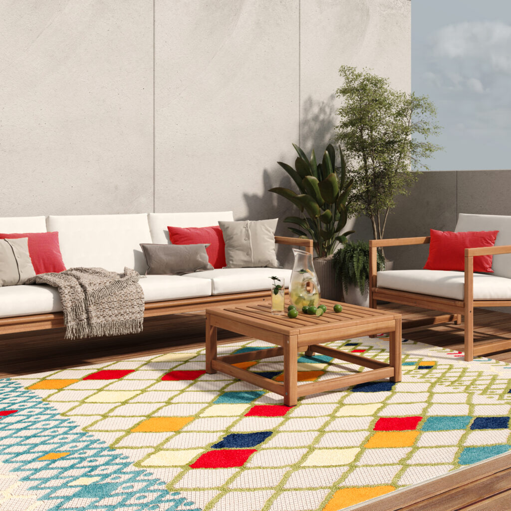 Tappeto Esterno Patio Multicolore Etnico