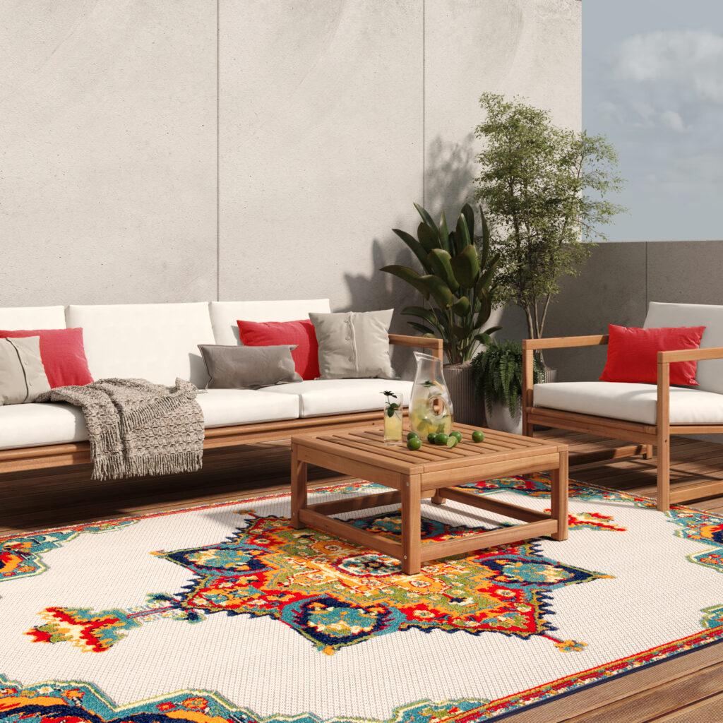 Tappeto Esterno Patio Multicolore Vintage