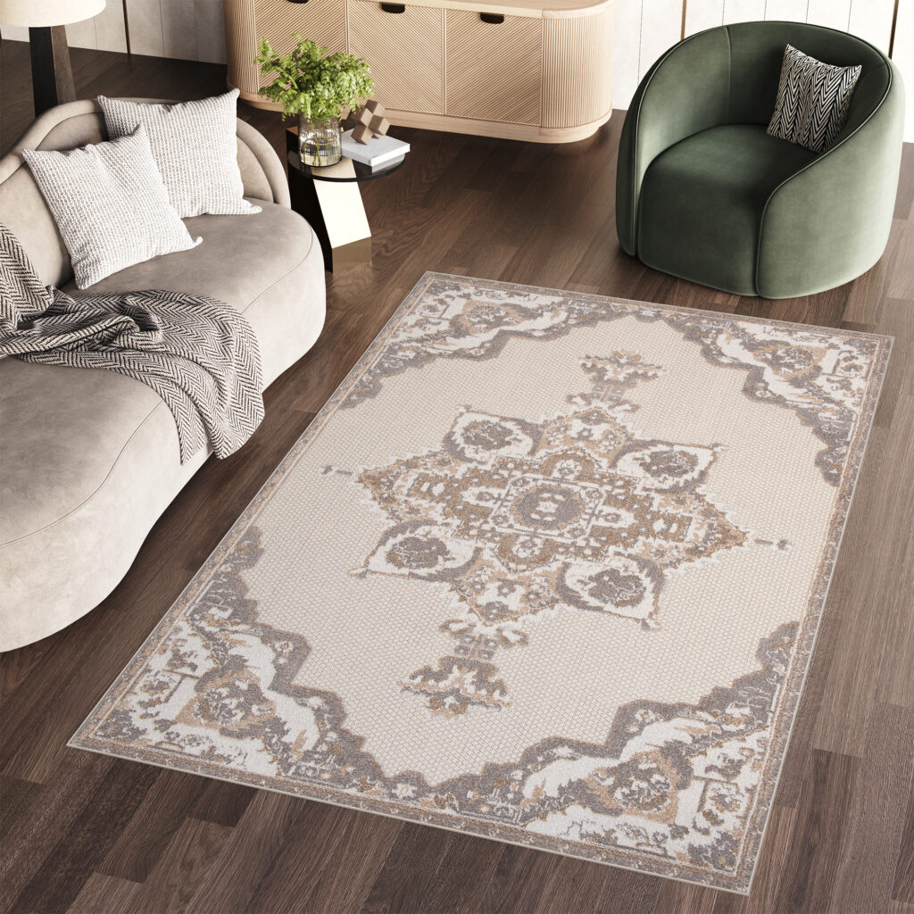 Tappeto Esterno Patio Crema Beige Vintage