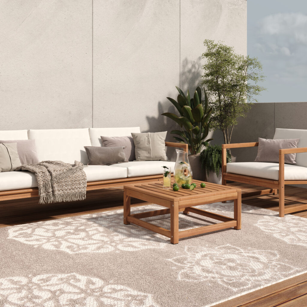 Tappeto Esterno Patio Grigio Ornamenti