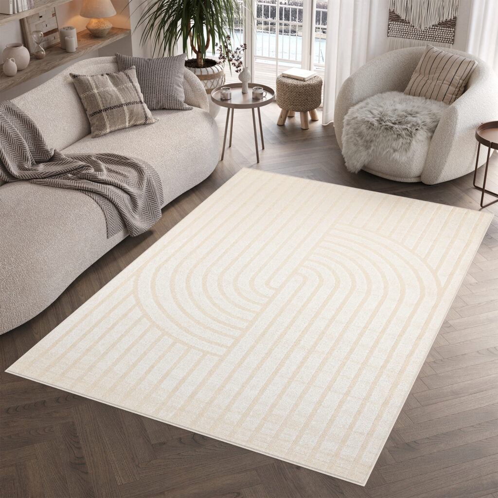Tappeto Esterno Patio Crema Strisce