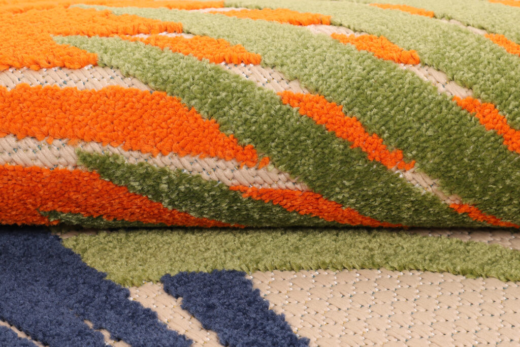 Tappeto Esterno Patio Rotondo Multicolore Foglie