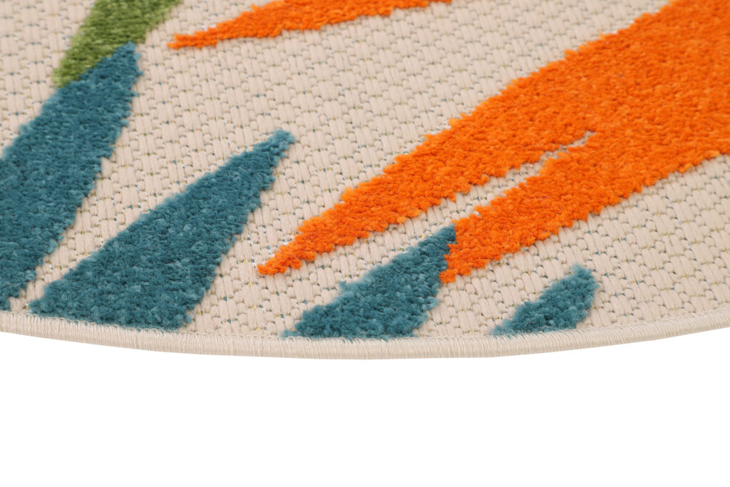 Tappeto Esterno Patio Rotondo Multicolore Foglie