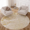 Tappeto Crystal Rotondo Beige Oro Crema Marmo