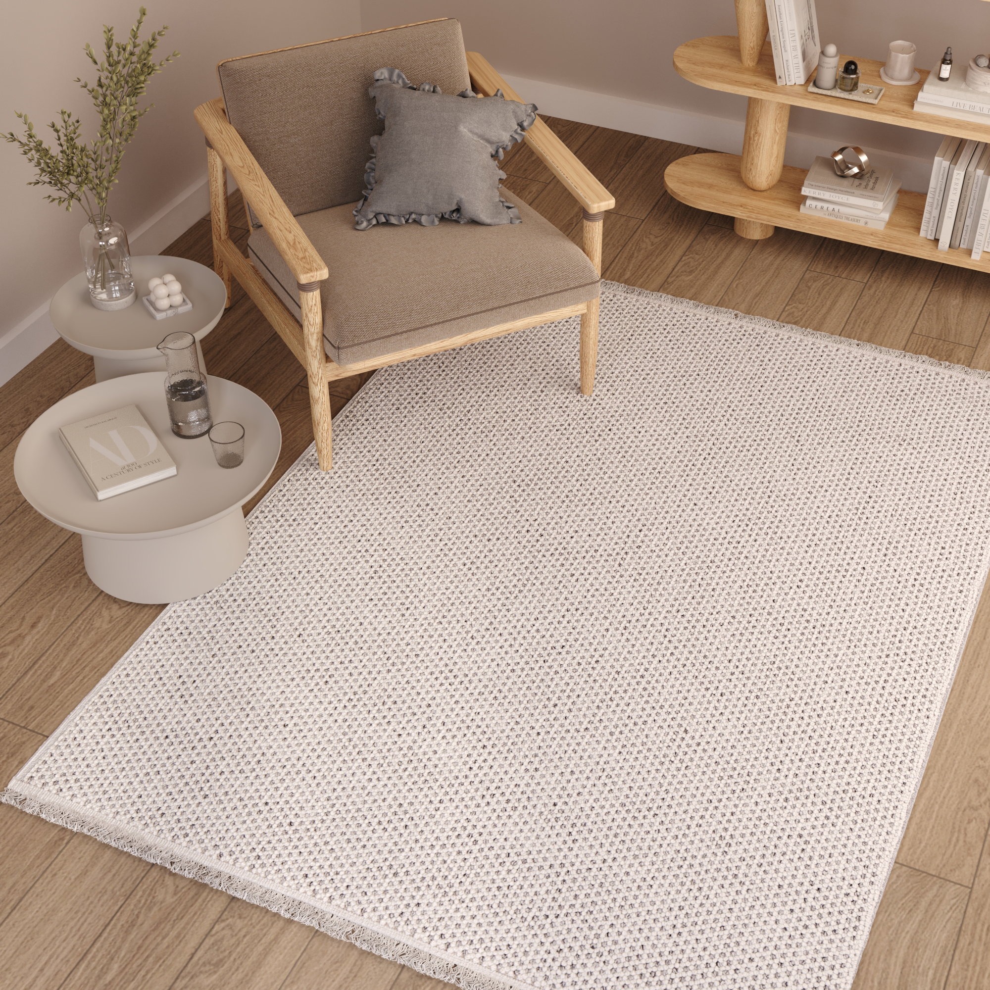 Tappeto Agra Grigio Moderno con Frange