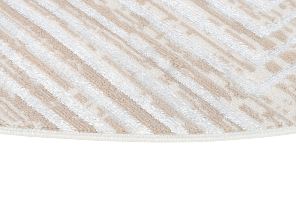 Tappeto Crystal Rotondo Beige Marrone Crema Righe