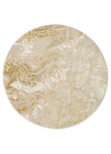 Tappeto Crystal Rotondo Beige Oro Crema Marmo