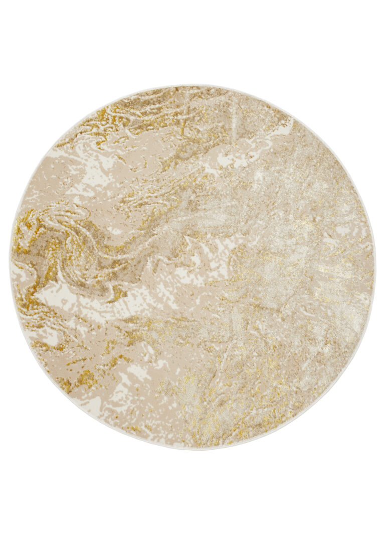 Tappeto Crystal Rotondo Beige Oro Crema Marmo