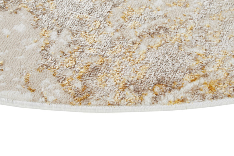 Tappeto Crystal Rotondo Beige Oro Crema Marmo