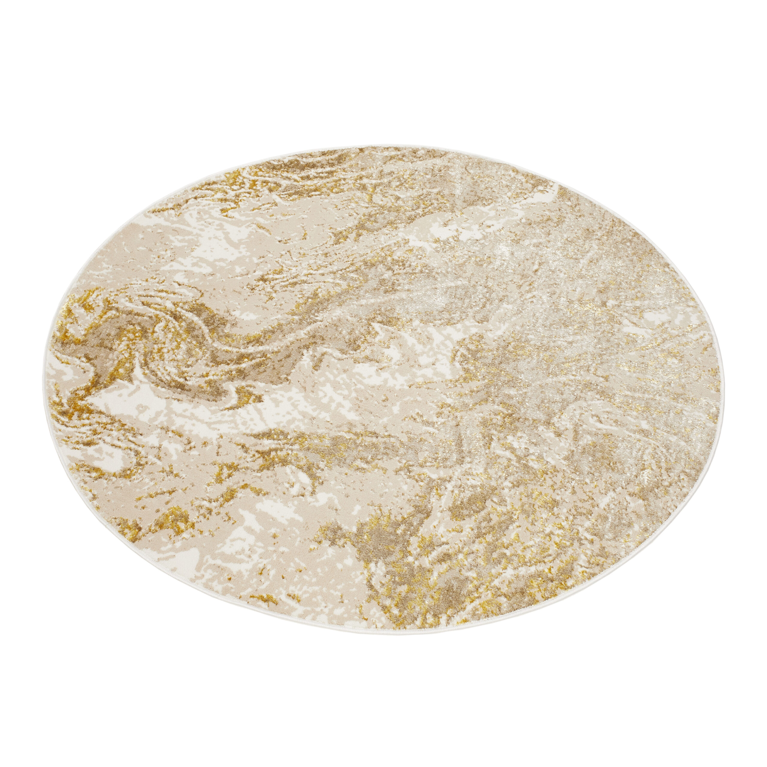 Tappeto Crystal Rotondo Beige Oro Crema Marmo