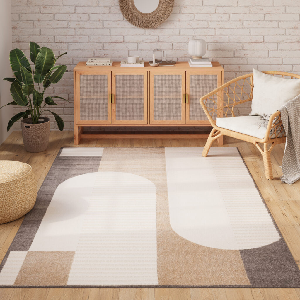 Tappeto Esterno Patio Crema Marrone Grigio