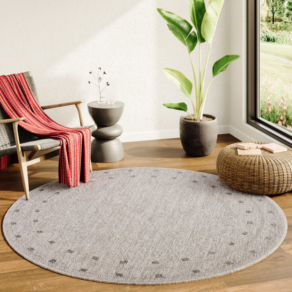 Tappeto Melissa Rotondo Marrone Cornice Indoor Outdoor