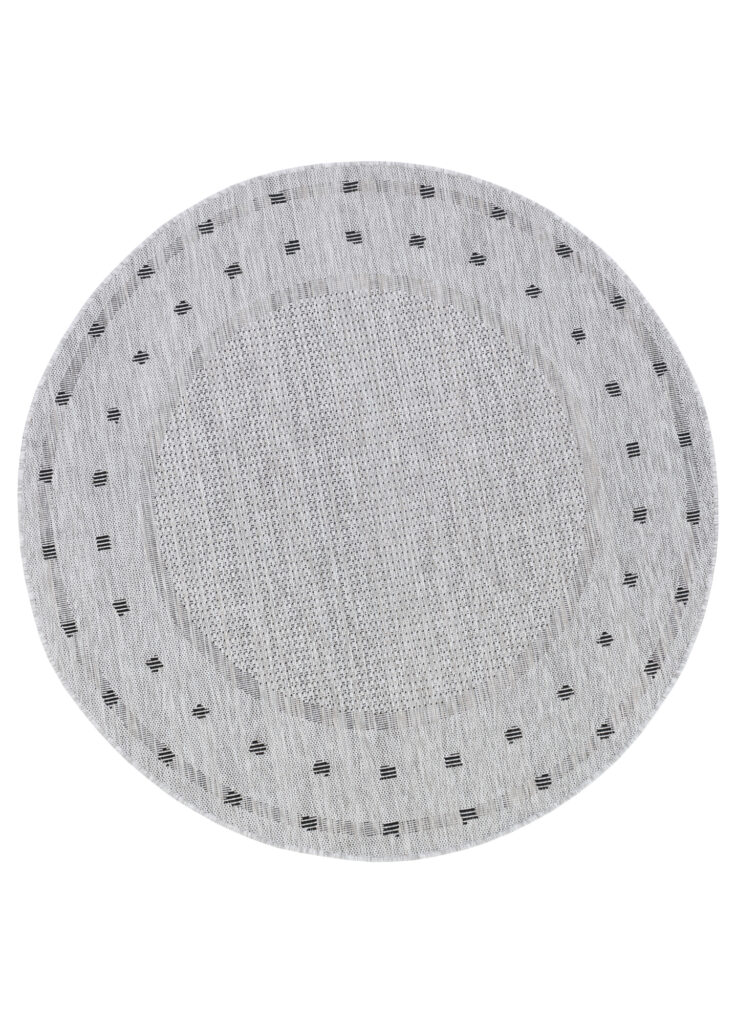 Tappeto Melissa Rotondo Grigio Cornice Indoor Outdoor