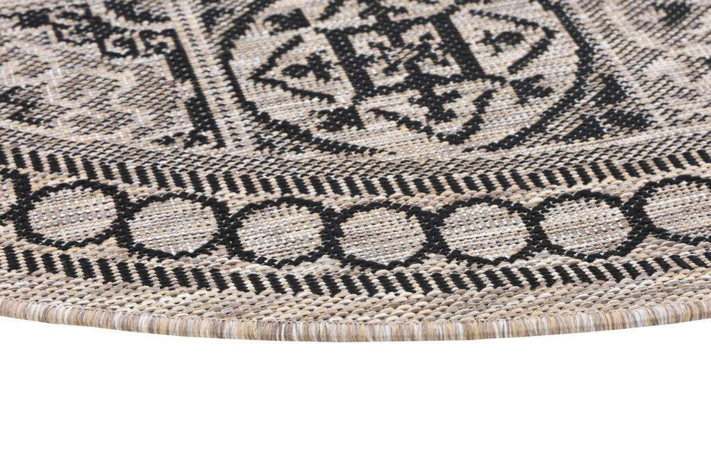Tappeto Melissa Rotondo Marrone Nero Mosaico Indoor Outdoor