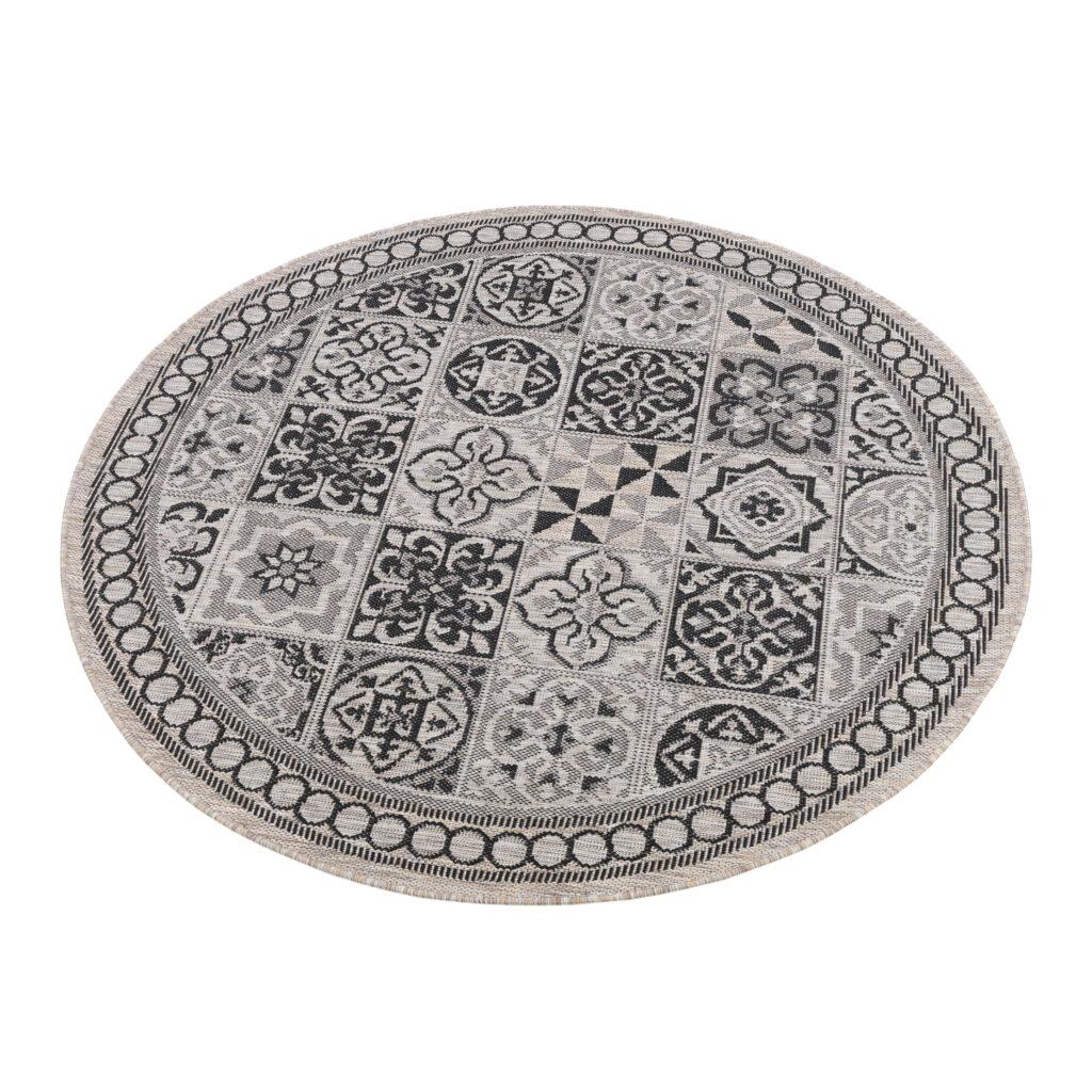 Tappeto Melissa Rotondo Marrone Nero Mosaico Indoor Outdoor