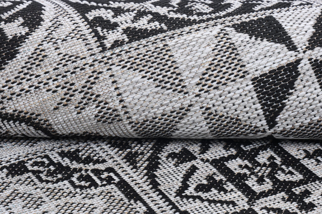 Tappeto Melissa Rotondo Grigio Nero Mosaico Indoor Outdoor