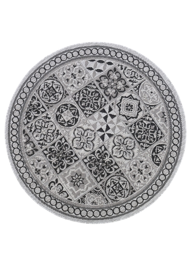 Tappeto Melissa Rotondo Grigio Nero Mosaico Indoor Outdoor