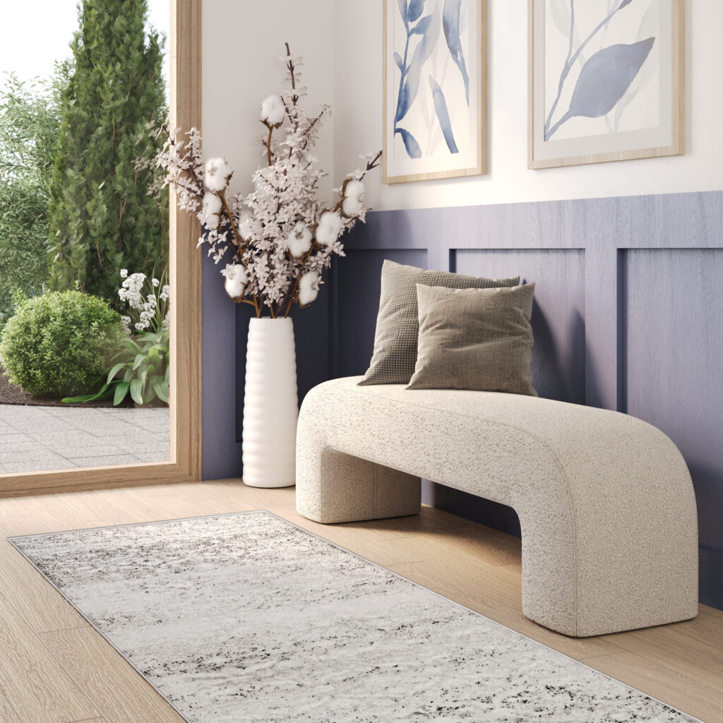 Tappeto Passatoia Sky Grigio Vintage Floreale Sfumature