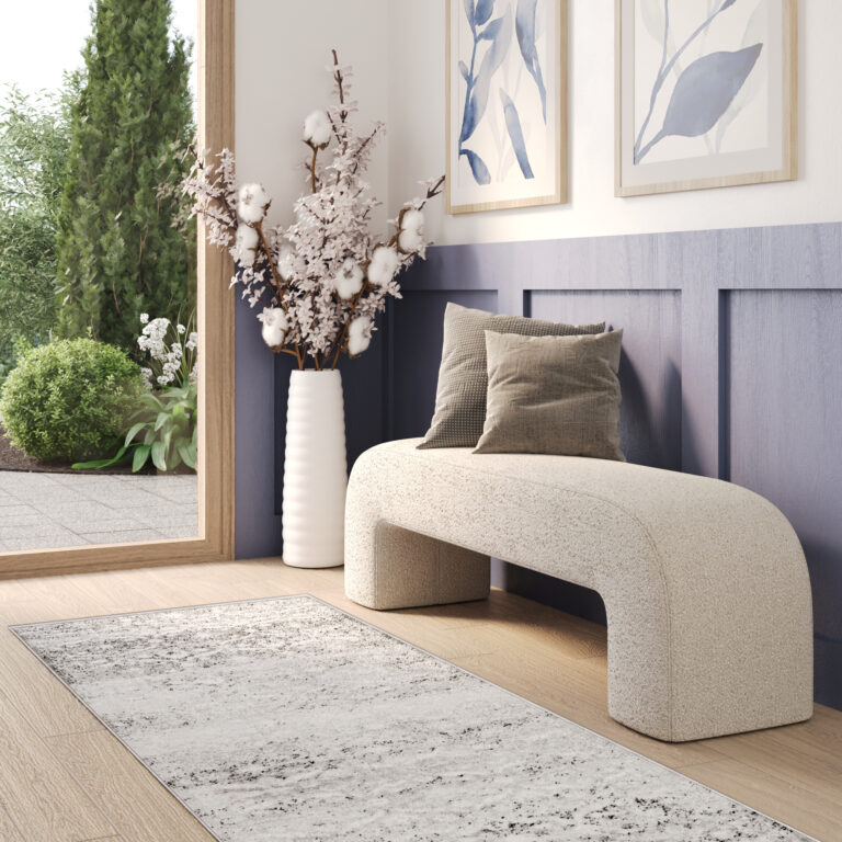 Tappeto Passatoia Sky Grigio Vintage Floreale Sfumature