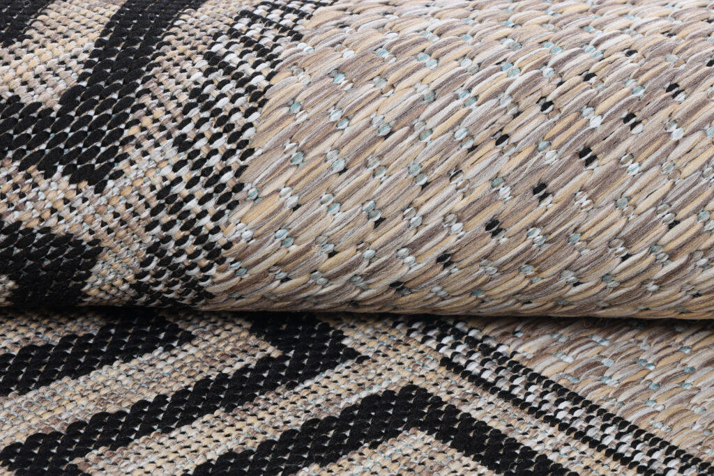 Tappeto Melissa Rotondo Marrone Nero ZigZag Indoor Outdoor