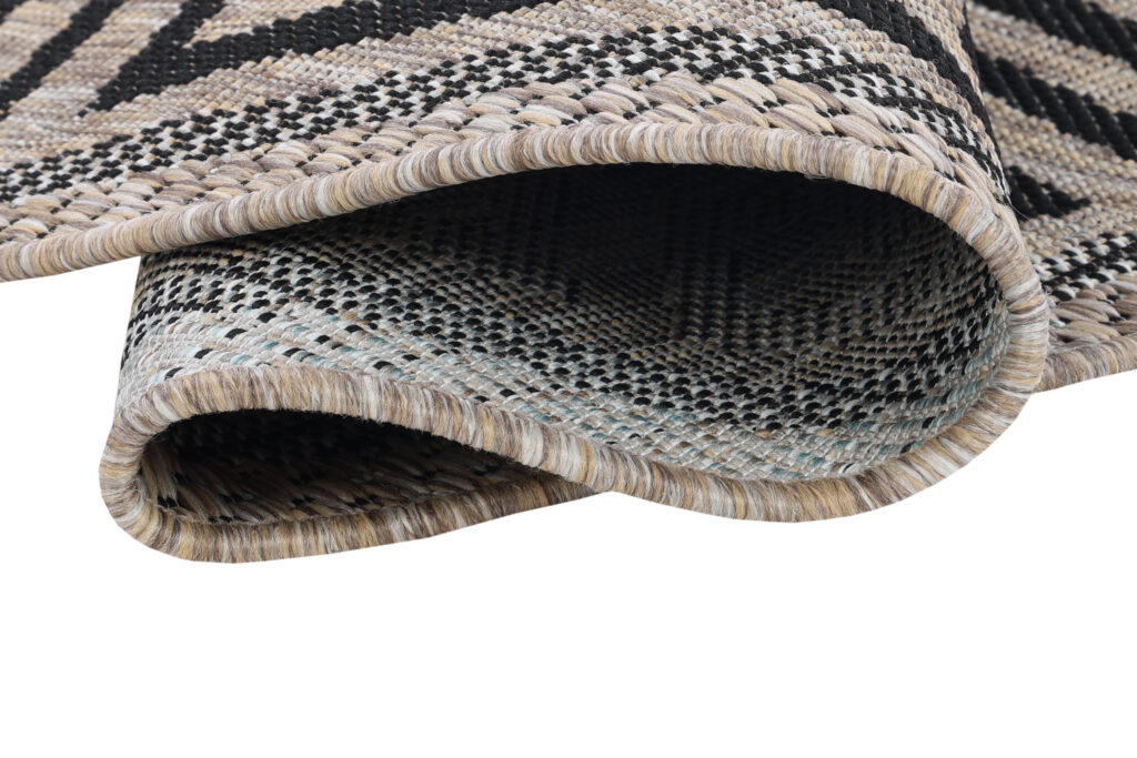 Tappeto Melissa Rotondo Marrone Nero ZigZag Indoor Outdoor