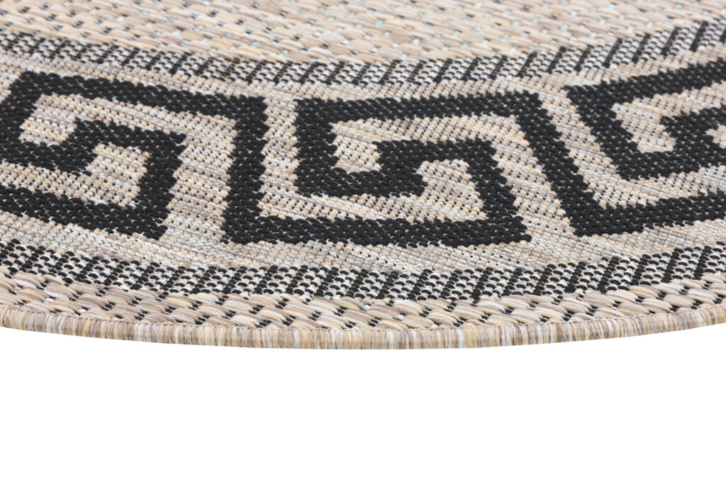 Tappeto Melissa Rotondo Marrone Nero ZigZag Indoor Outdoor