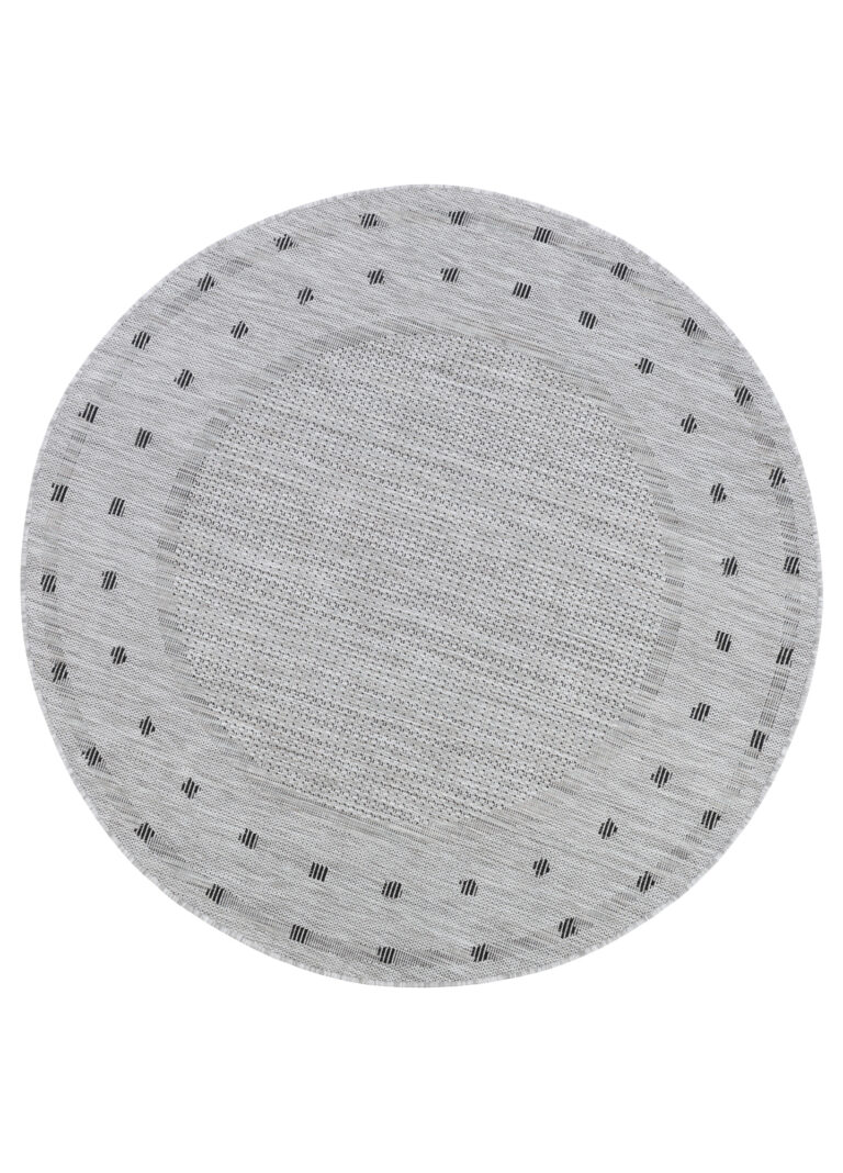Tappeto Melissa Rotondo Grigio Nero ZigZag Indoor Outdoor